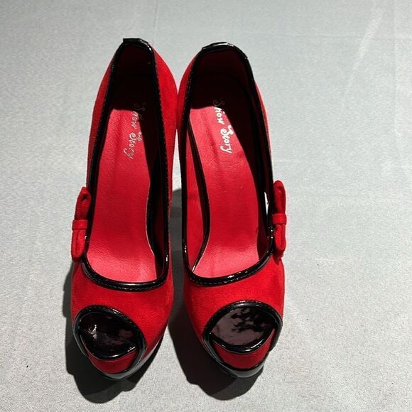SHOW STORY Sexy 2 Tone Bow Peep Toe Platform Stiletto Pumps Size 37-6.5/7. B55 - Picture 6 of 10